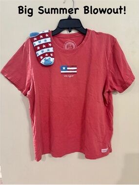 $5 When Bundled! Life is Good Patriotic Flag Graphic T‑Shirt